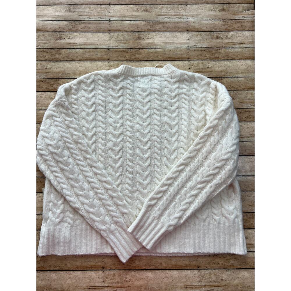 JOIE Cream Cable Knit Fisherman Preppy Cozy Soft Boho Crewneck Sweater M NEW - Picture 2 of 5